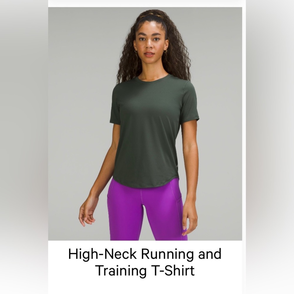 High neck running and training shirt in smoked spruce size 6